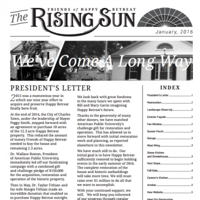 January 2016 Rising Sun Newsletter