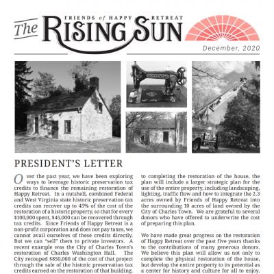 December 2020 Rising Sun Newsletter
